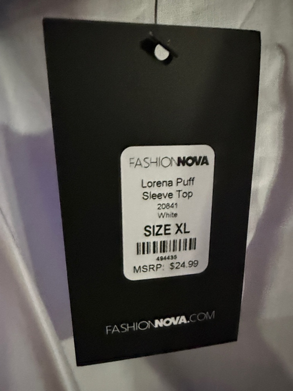 Fashion Nova White Puff Sleeve Wrap Top with Tie - Picture 3 of 7